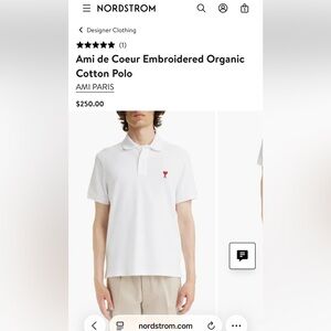 Ami White Polo with Red Embroidery